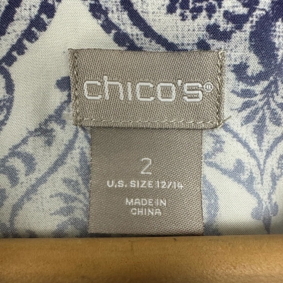 Chicos Faded Medallion Mixed-Print Shirt Sz 2/ 12-14 - Picture 13 of 14